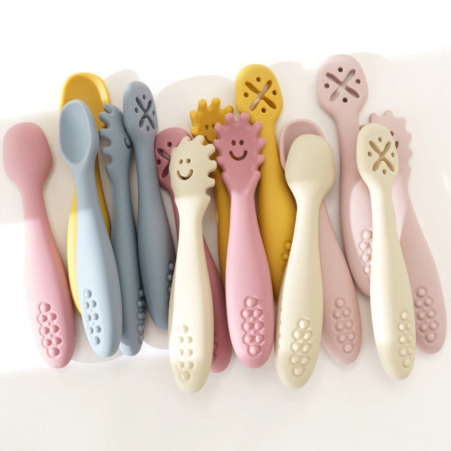 Baby learning spoons 3-pack soft silicone weaning utensils set