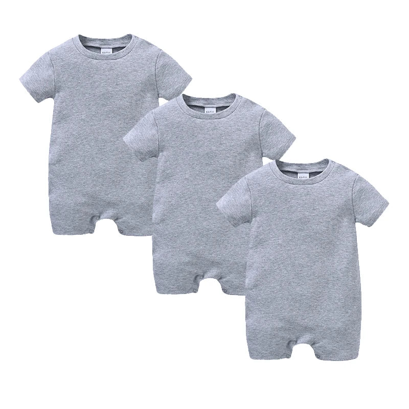 Unisex Cotton Baby Romper Bodysuit 0-12M Solid Colours Short Sleeve - photo 7
