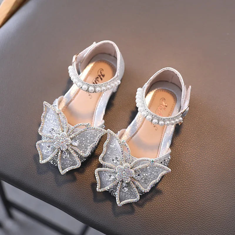 Girls Sequin Bow Princess Sandals - Sparkly Summer Flats - photo 6