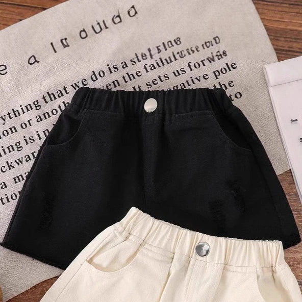Girls Black White Cotton Shorts Soft Elastic Loose - photo 8