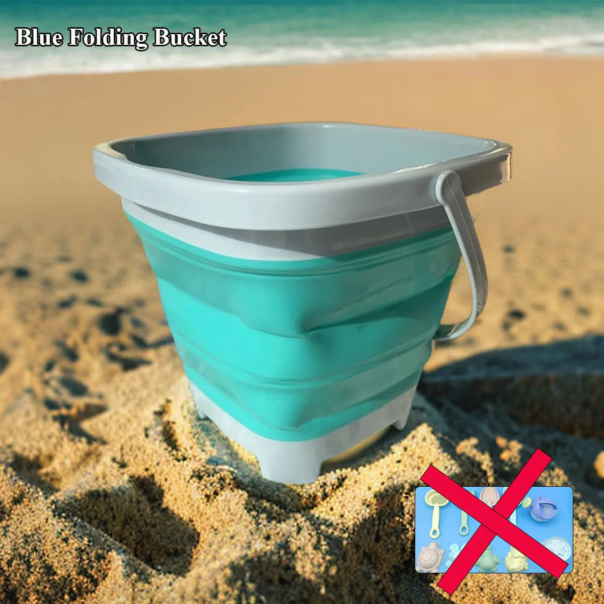 Kids Beach Sand Play Set - Folding Bucket & Tools - photo 10