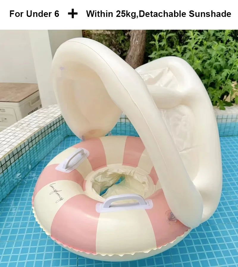 Baby pool float seat inflatable ring with sunshade, ages 6M-3Y - photo 10