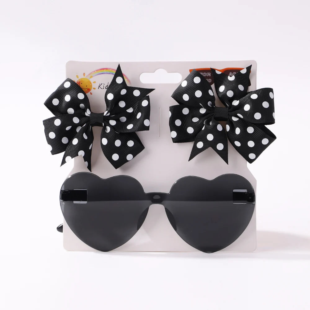 Girls Hair Accessories Set – Bows, Clips & Heart Sunglasses | 3 Pcs - photo 6
