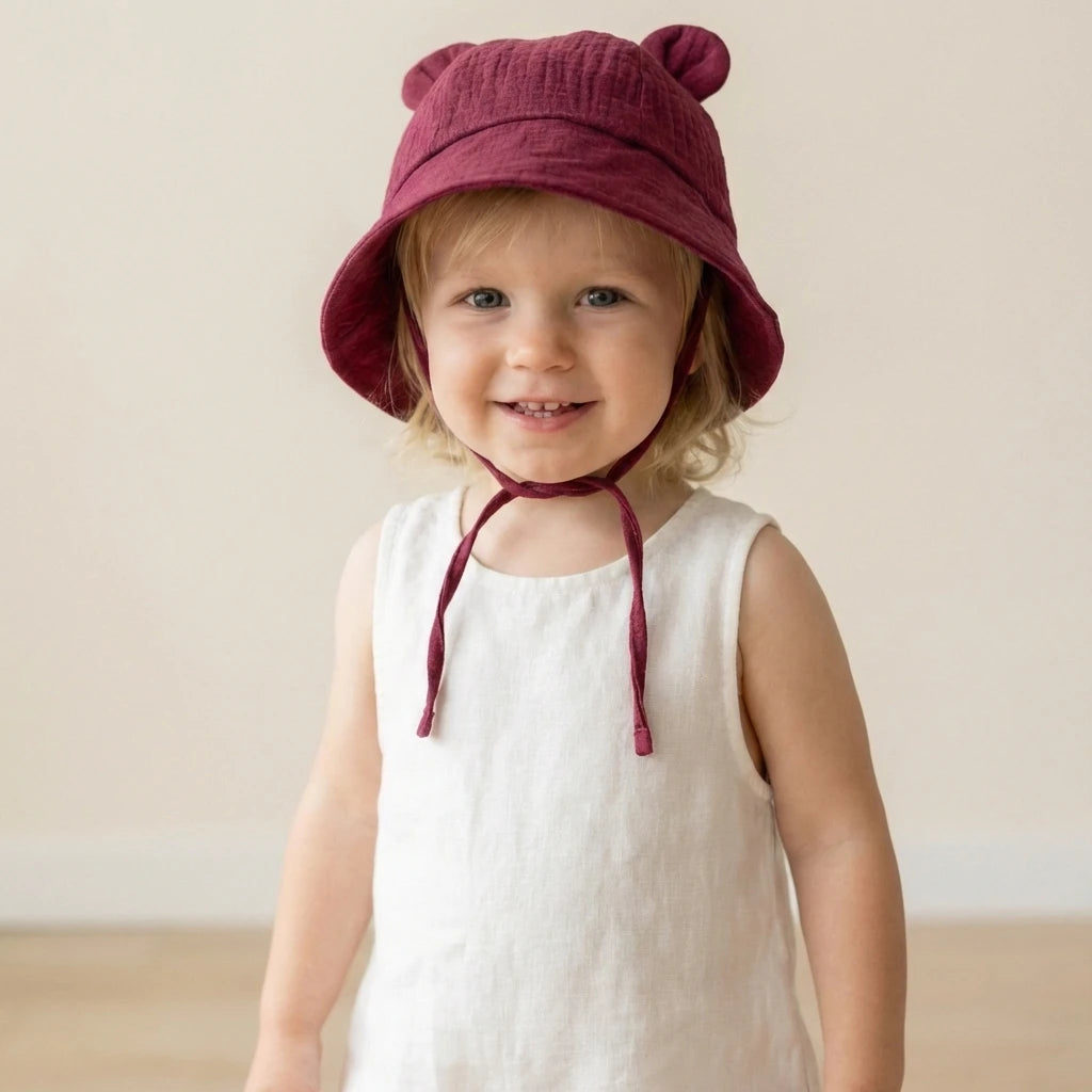 Baby rabbit-ear cotton bucket sun hat