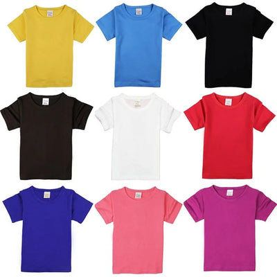Kids cotton short-sleeve t-shirt, solid basic tee - Kindle Kids ABC