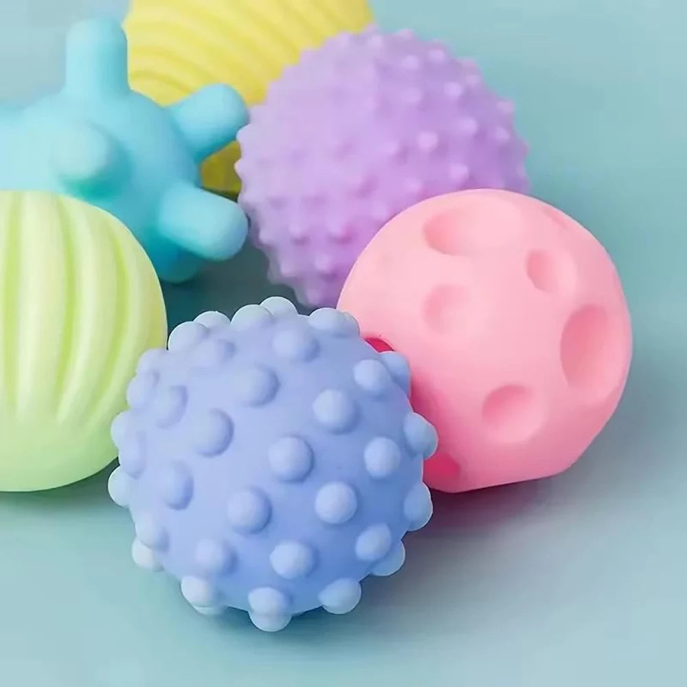 Six-piece textured sensory balls soft baby toy set