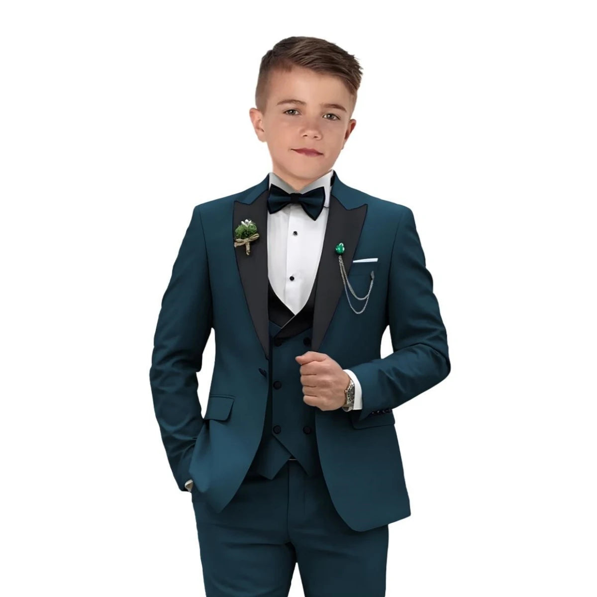 Boys 3-Piece Tuxedo Suit – Notch-Lapel Blazer Set | 3T–14Y - photo 11