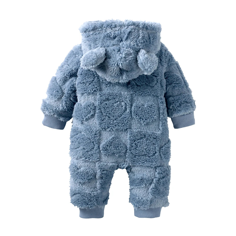 baby hooded flannel romper warm winter jumpsuit - photo 2