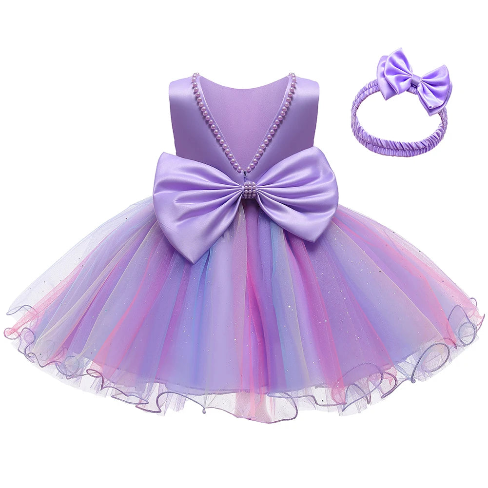 Baby Christening Princess Dress — Pearl Bodice & Tulle | 3M–2T - photo 2