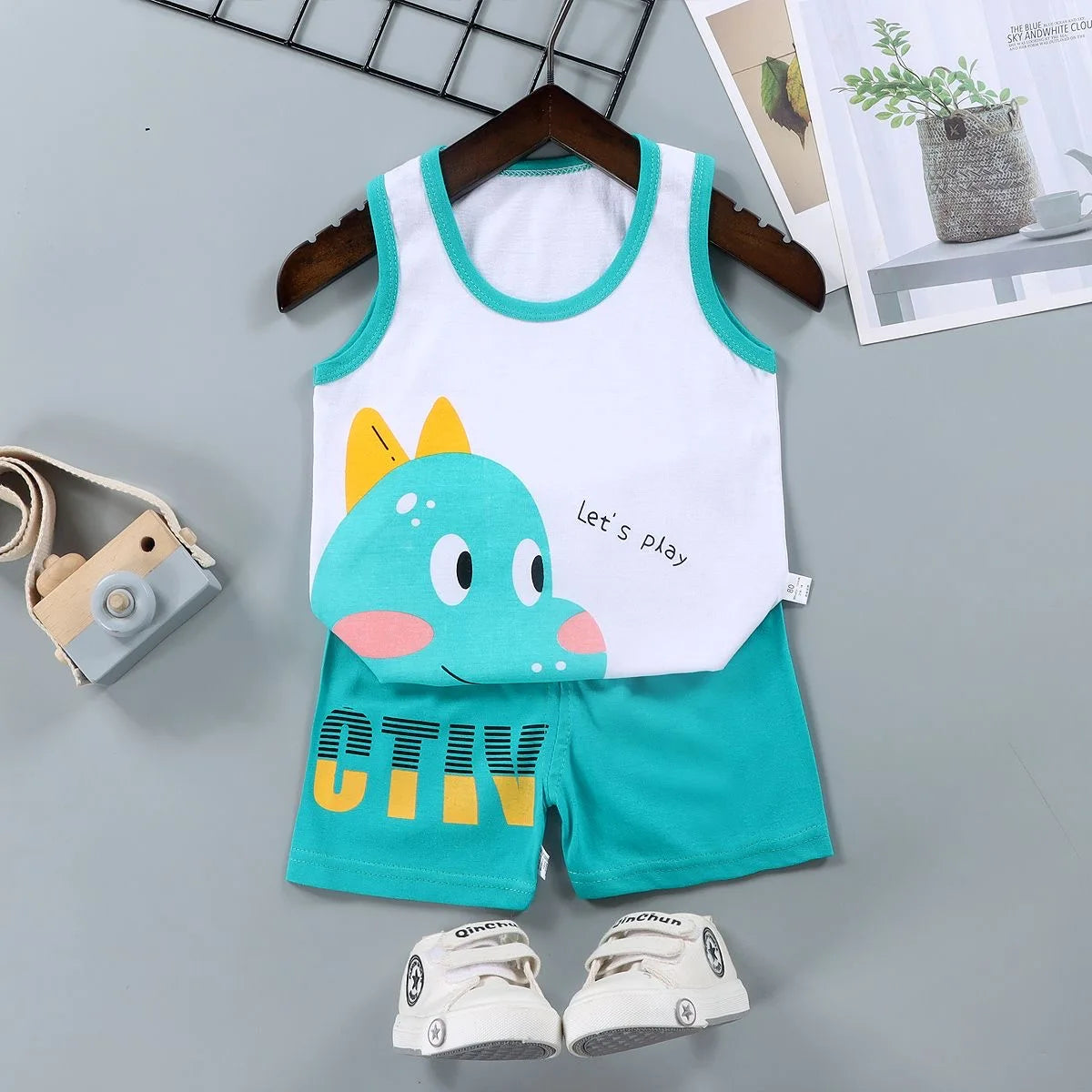 Kids summer sleeveless vest and shorts cotton 2pc, ages 9M-6Y - photo 7