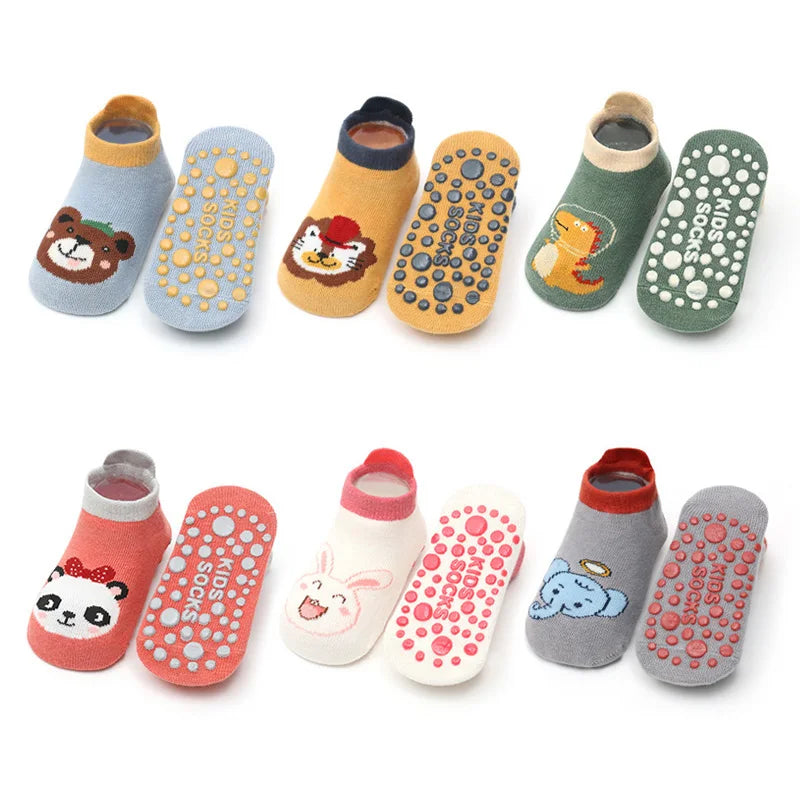Kids cotton socks 6 pairs cute animal non-slip
