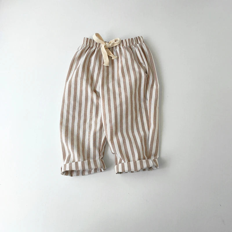 Kids Cotton-Linen Striped Shorts Trousers Summer - photo 12