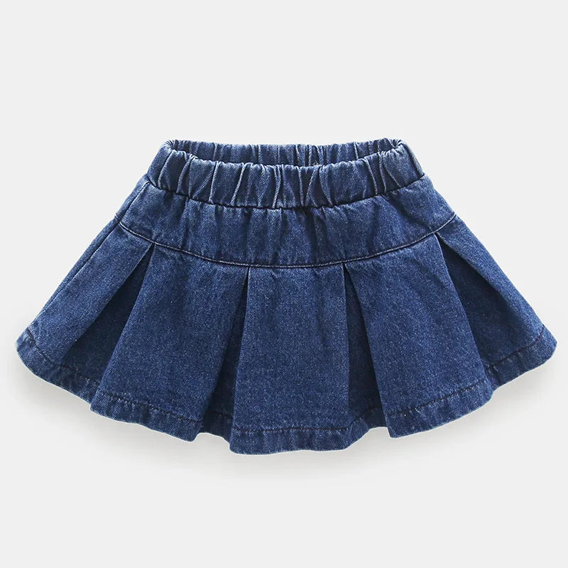 Girls Denim Short Skirt — Classic Stitched Summer Casual 3-10Y