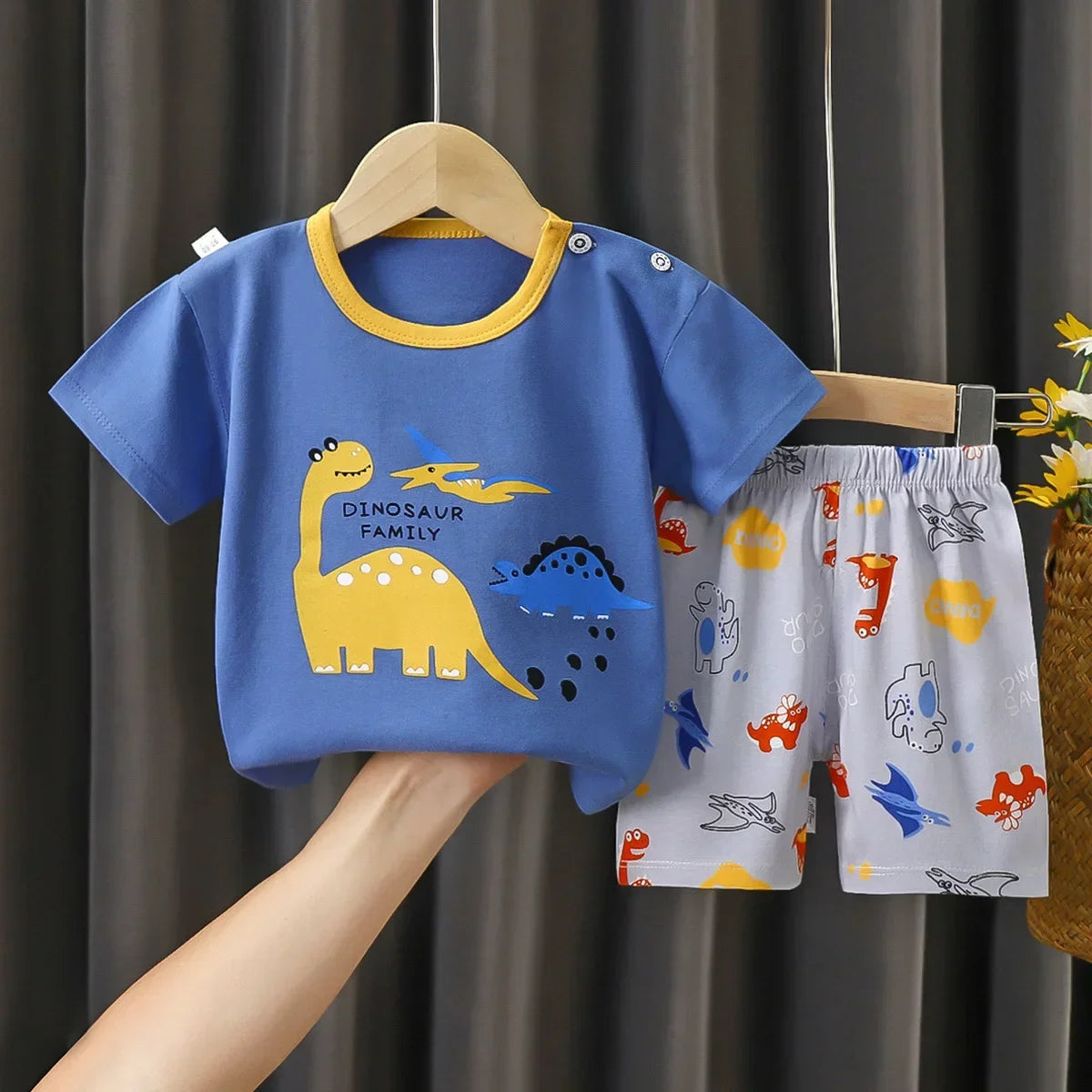Kids Cotton T-Shirt & Shorts Set 2-Piece | Unisex Summer Outfit | 9M–6-7Y - photo 2