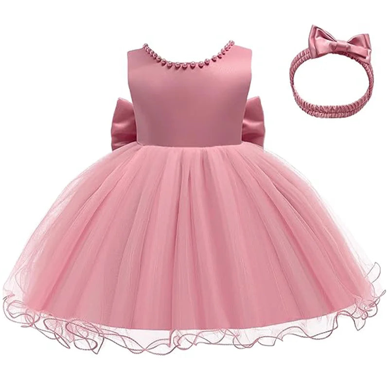 Baby Christening Princess Dress — Pearl Bodice & Tulle | 3M–2T - photo 4