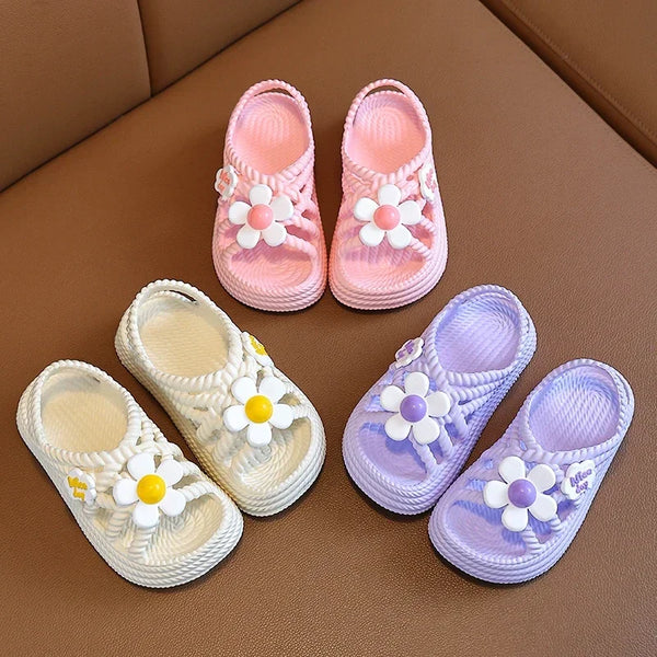 Girls flower summer sandals lightweight non-slip
