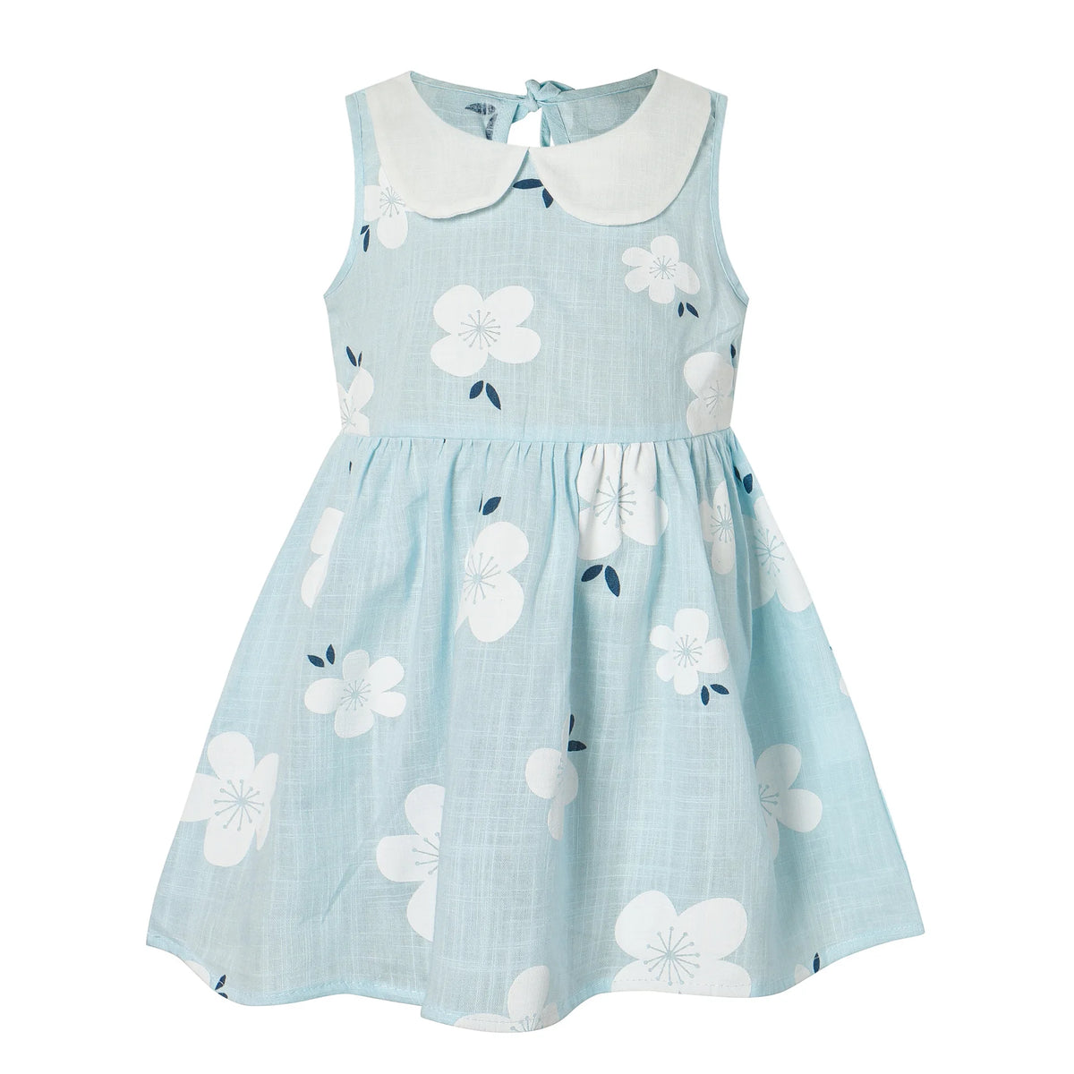 Girls Cotton Linen Peter Pan Collar Sleeveless Dress - photo 2