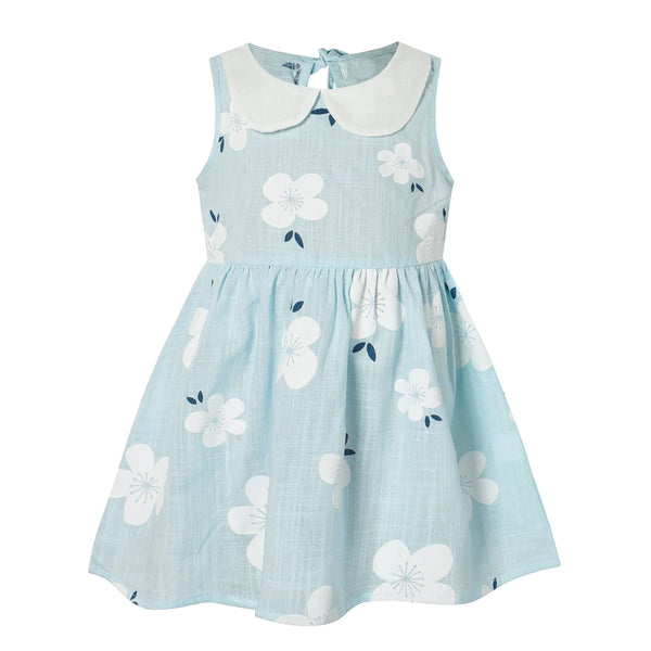 Girls Cotton Linen Peter Pan Collar Sleeveless Dress - photo 2