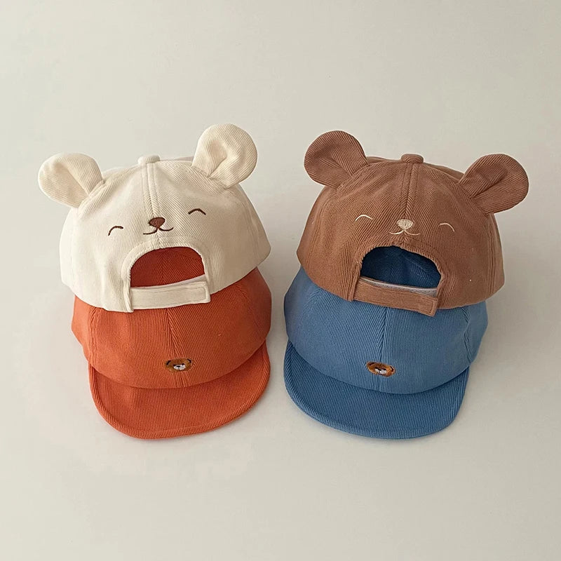 Baby Cotton Bear Baseball Cap — Cute Sun Hat with Ears | 0–7Y