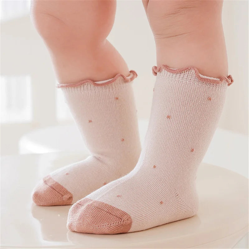 Girls Cotton Socks — Dot & Solid Princess Socks Set | 6M–12Y