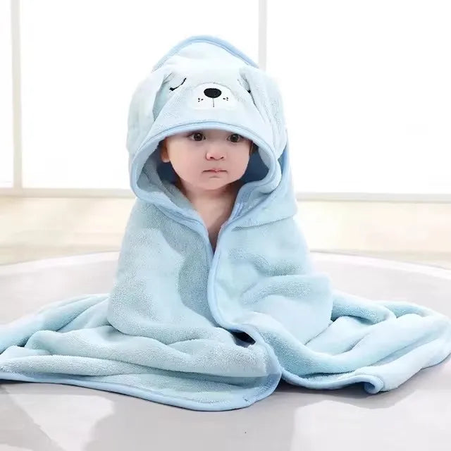 Hooded Baby Bath Towel — Soft Cartoon Newborn Bathrobe Wrap - photo 10