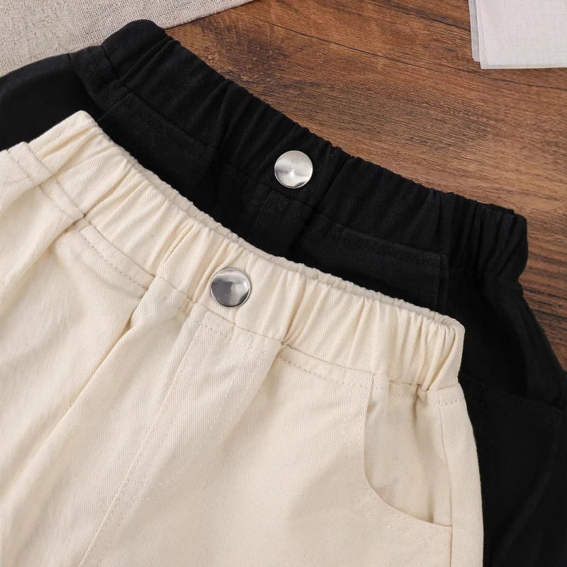 Girls Black White Cotton Shorts Soft Elastic Loose - photo 3
