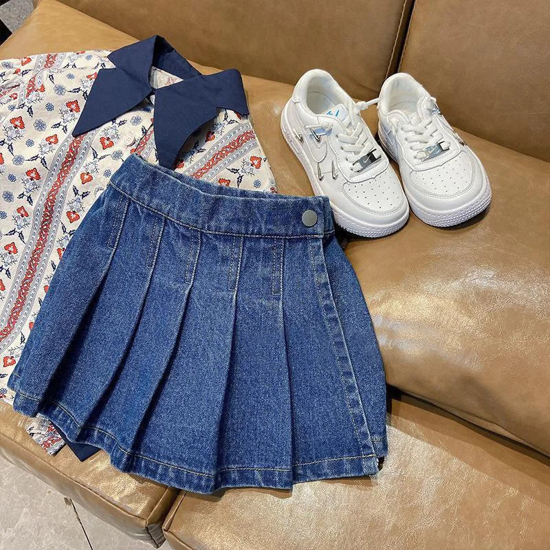 Girls Denim Skirt 2-16Y — Pleated Cozy Summer with Pockets - photo 2