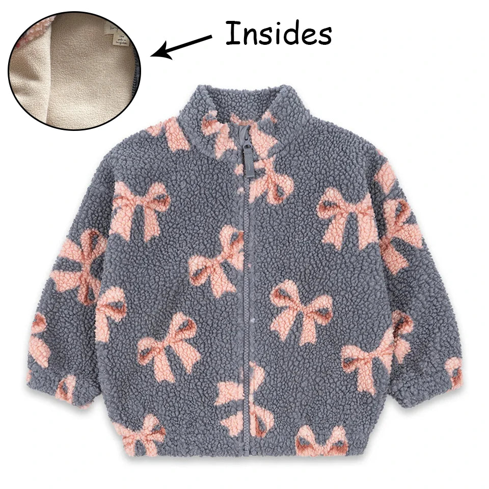 Baby Cotton Fleece Jacket — Lambswool Embroidered Coat | 6M–7Y