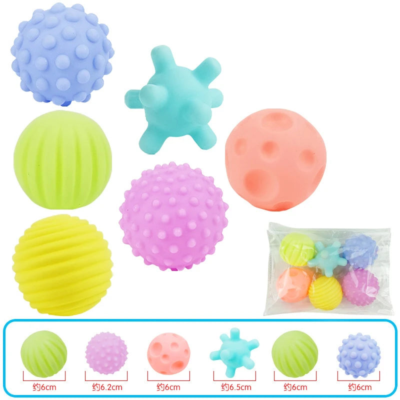 Six-piece textured sensory balls soft baby toy set