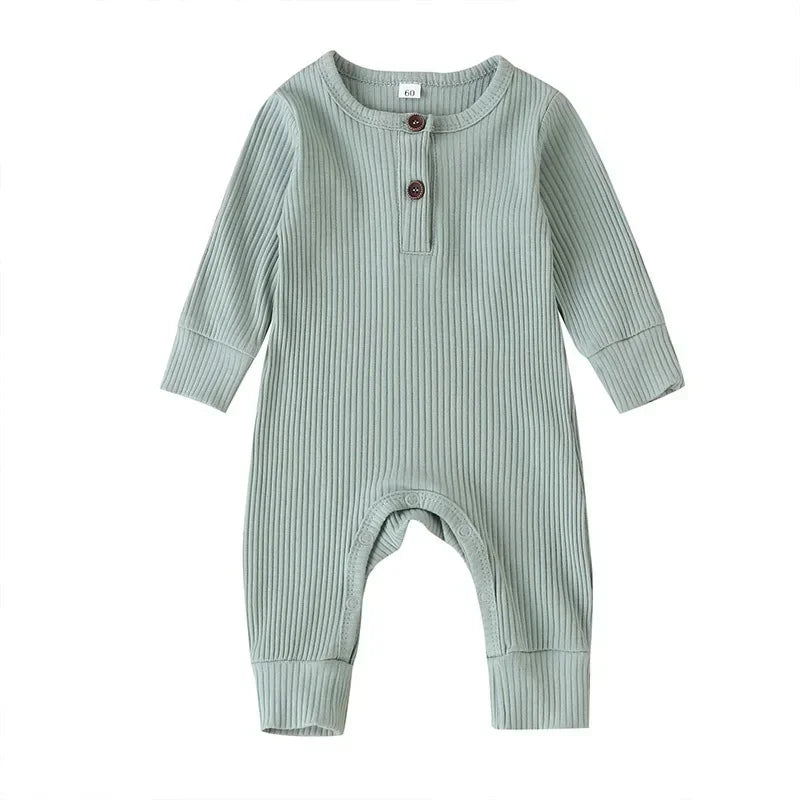 Ribbed cotton long-sleeve baby romper, unisex newborn playsuit - Kindle Kids ABC - view 11
