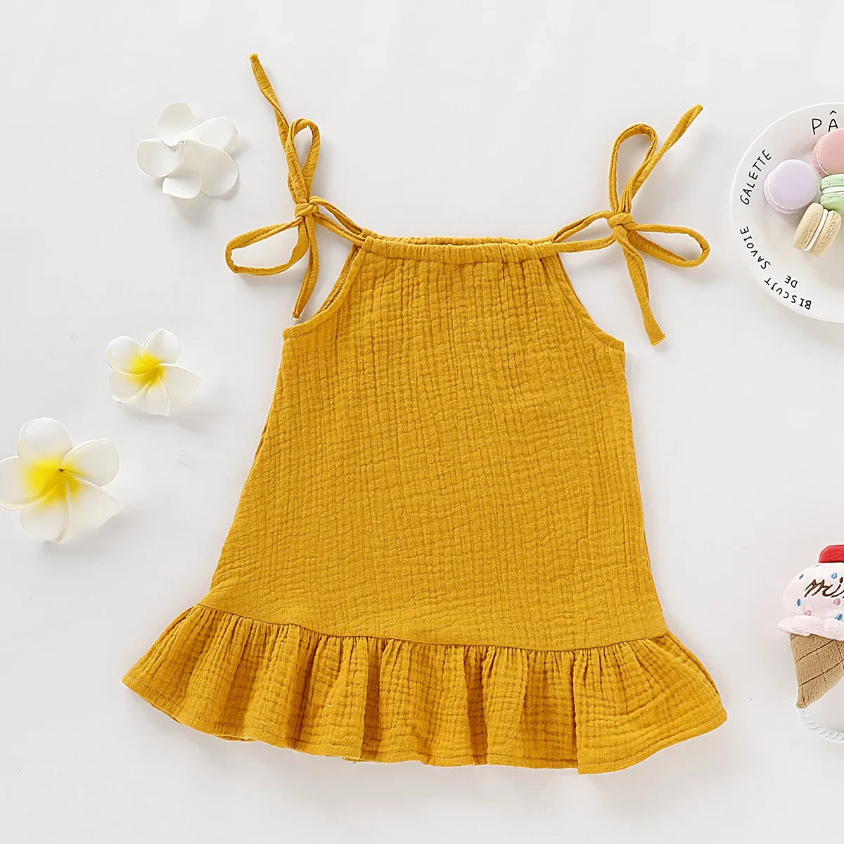 Toddler Girls Cotton Linen Muslin Slip Dress - photo 8