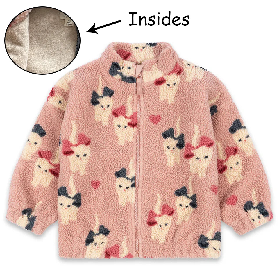 Baby Cotton Fleece Jacket — Lambswool Embroidered Coat | 6M–7Y
