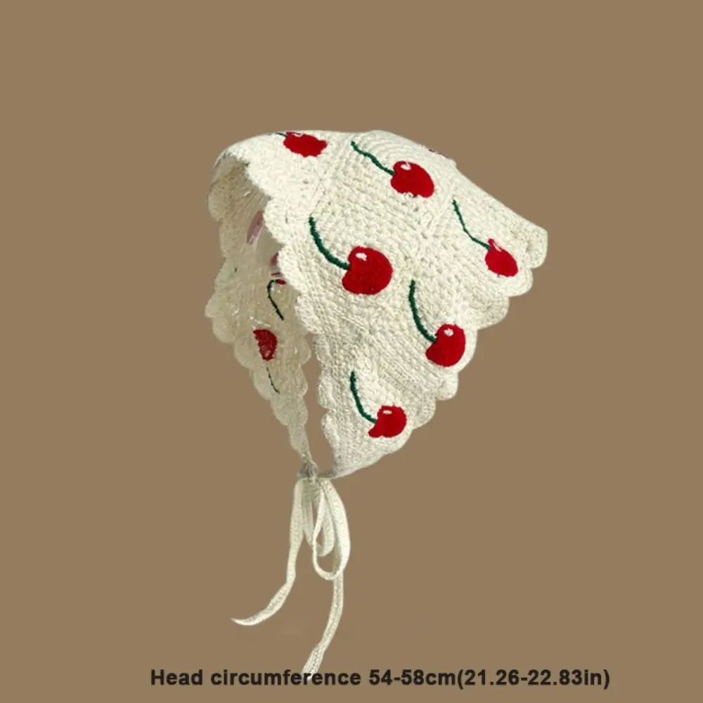 Knit Crochet Triangle Headband — Floral Handmade Scarf | 1–4Y
