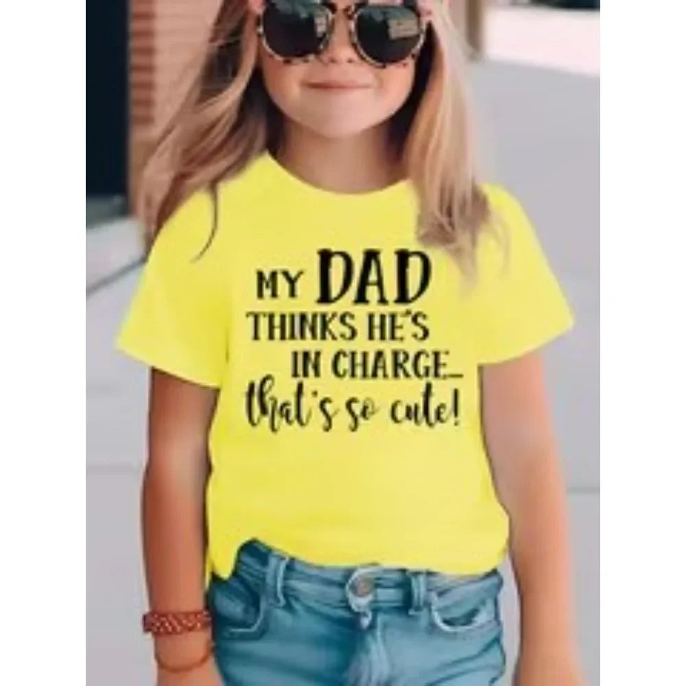 Kids Cotton Letter Print T-Shirt - Casual Unisex Short Sleeve Summer 2-10Y - photo 2