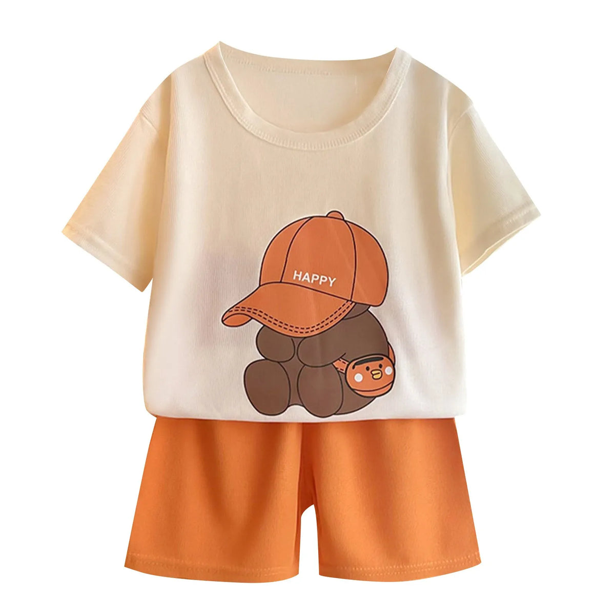 Boys' Bear Print Tracksuit Set – 2-Piece Cotton T-Shirt & Shorts - photo 3