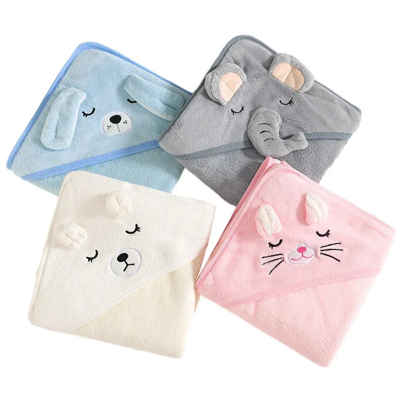 Baby hooded bath towel soft cartoon animal wrap