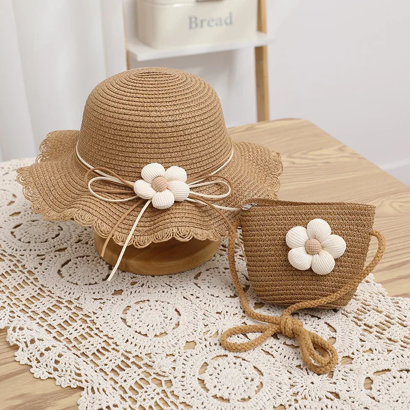 Kids Straw Sun Hat for Girls Summer Beach Cap 2-7 Years - photo 8