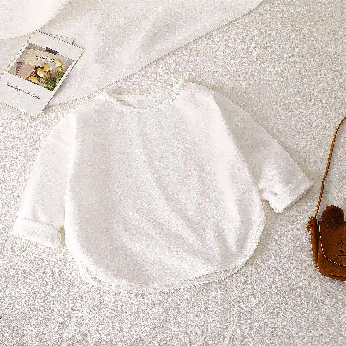 Baby and kids pure cotton long-sleeve basic tee, solid - Kindle Kids ABC - view 7
