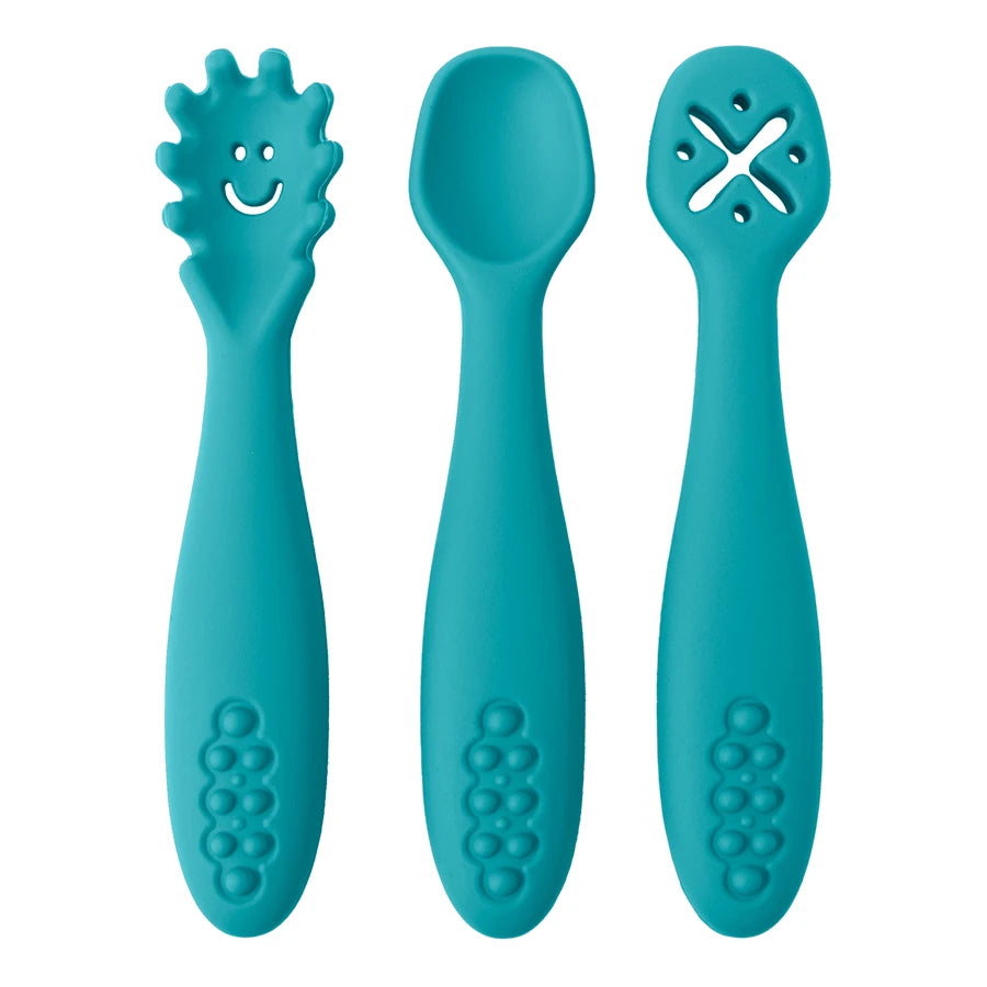 Baby learning spoons 3-pack soft silicone weaning utensils set