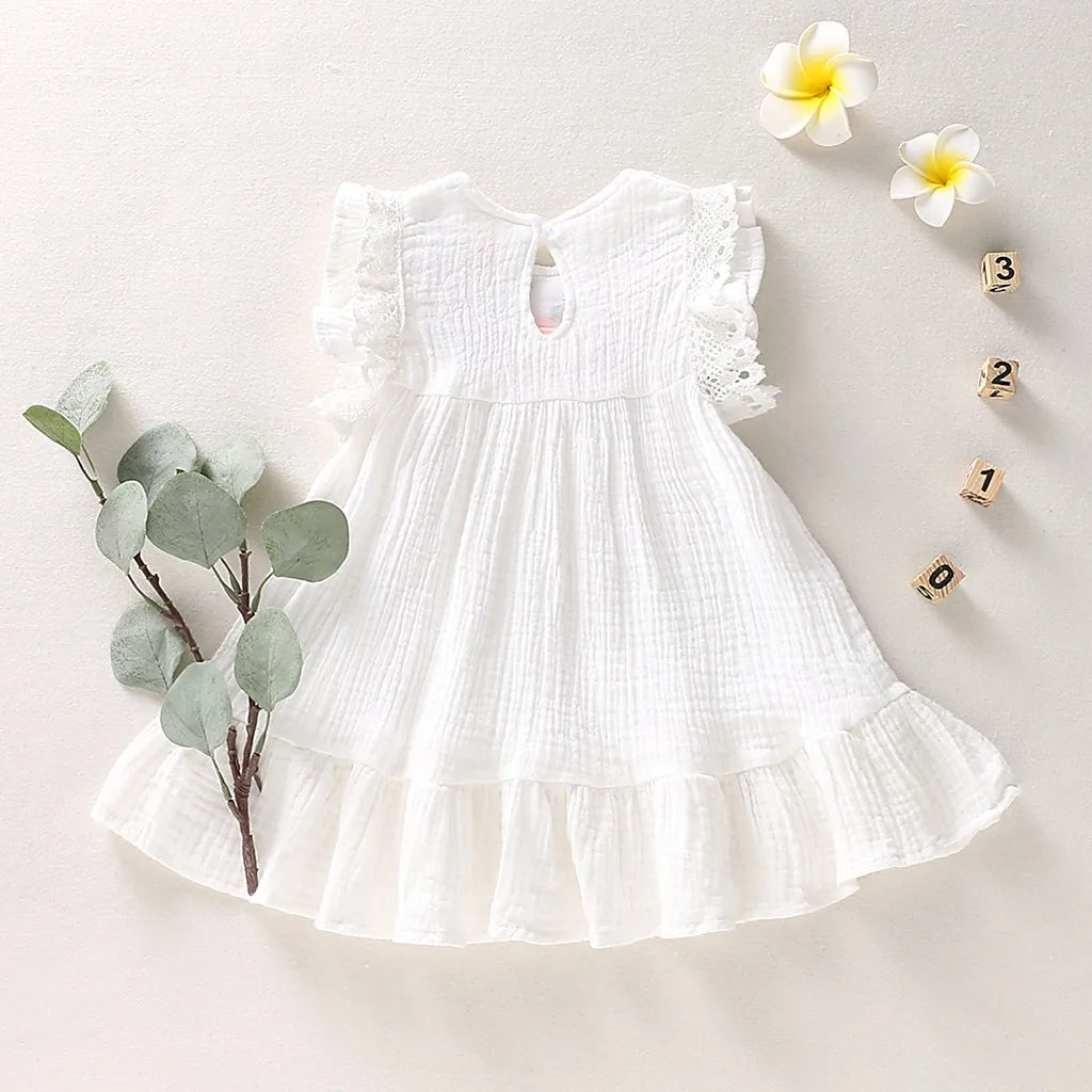 Baby Girls Cotton Linen Embroidery Swing Dress - photo 2