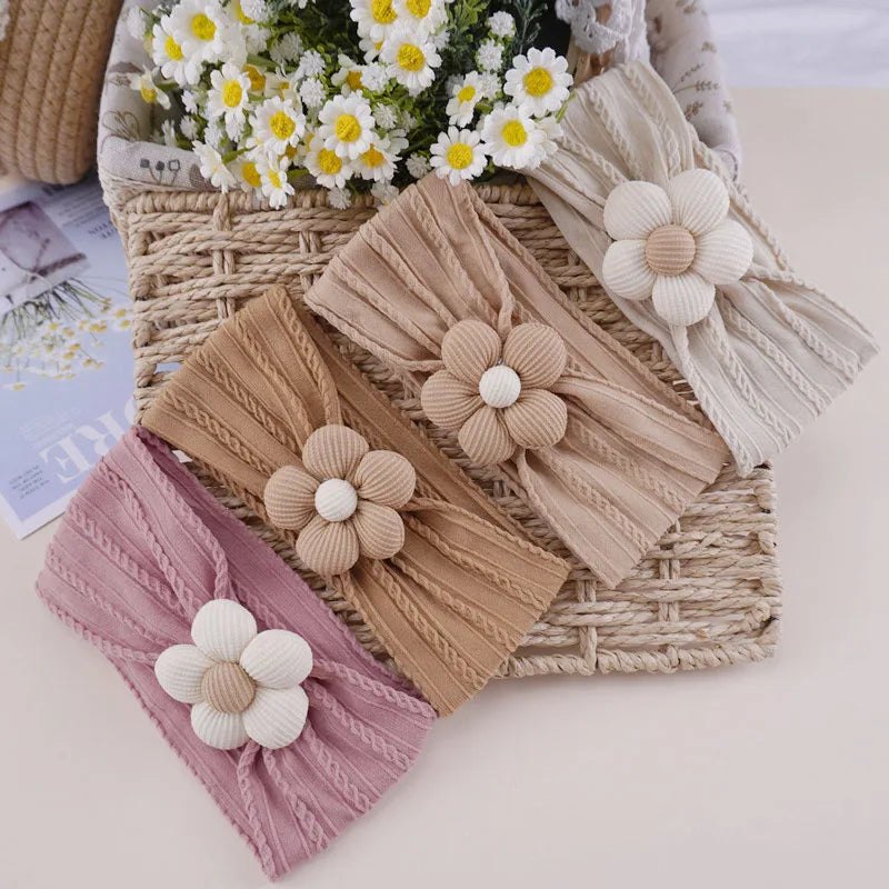Baby Girl Floral Headbands — Soft Elastic Turban Set | 0–7Y