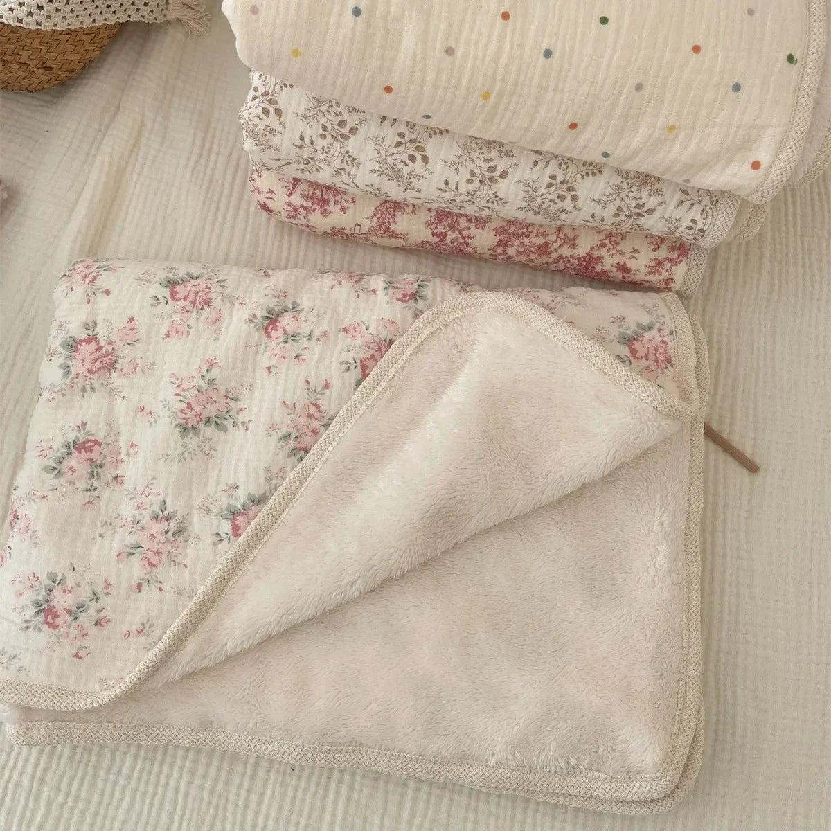 Fleece-Lined Cotton Muslin Baby Blanket - Kindle Kids ABC - view 3