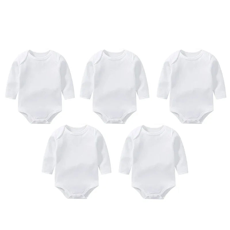 Baby 100% cotton white bodysuit multipack long sleeve
