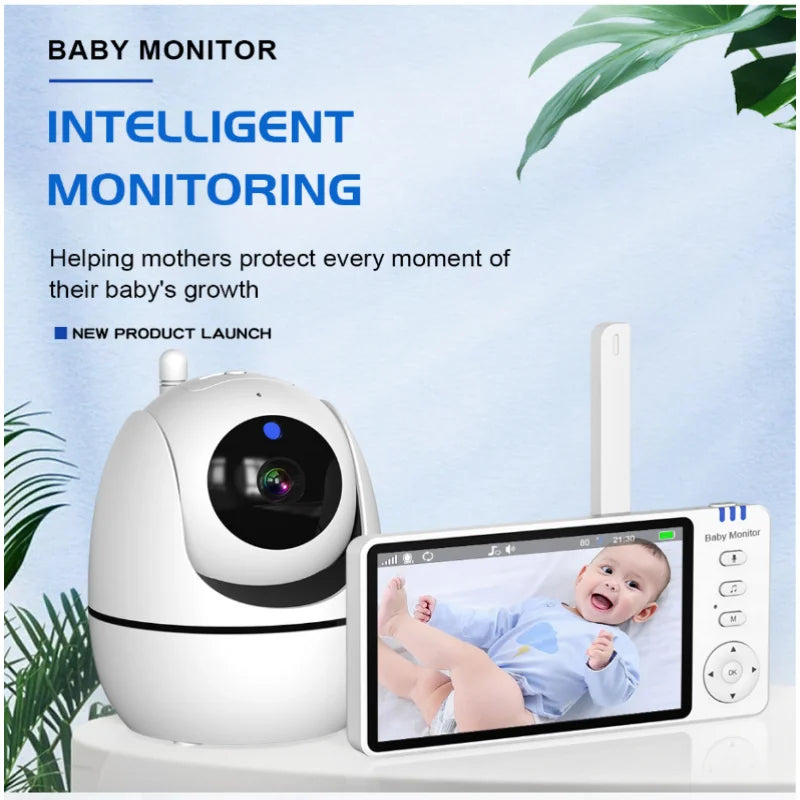 Wireless baby monitor 5 inch pan tilt camera with night vision audio