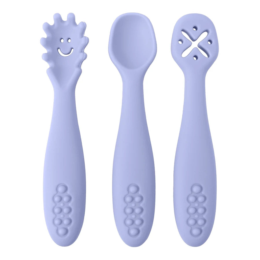 Baby learning spoons 3-pack soft silicone weaning utensils set