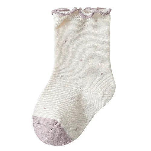 Girls Cotton Socks — Dot & Solid Princess Socks Set | 6M–12Y