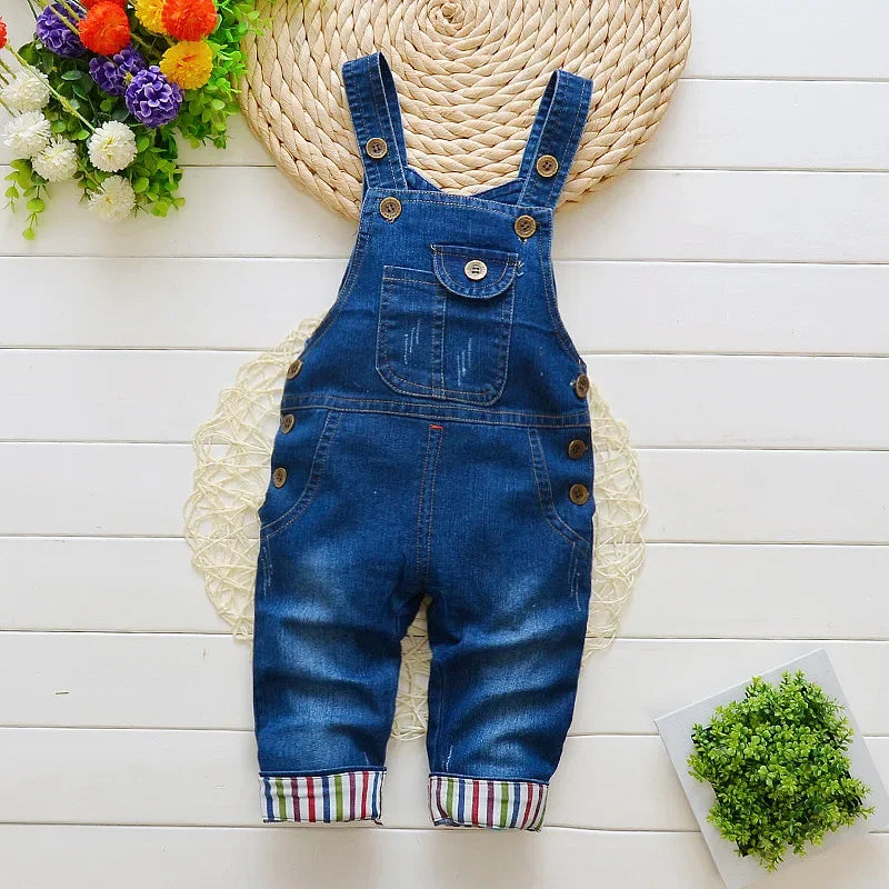 Toddler Denim Suspender Overalls — Soft Jeans Dungarees | 0–4Y