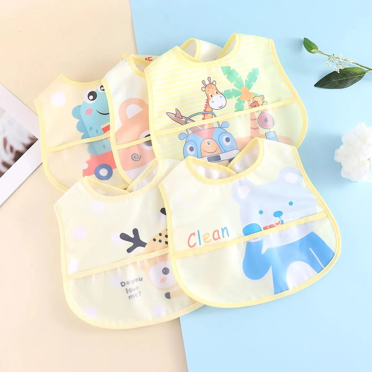 Baby Cartoon Animal Bibs – 3pcs/5pcs Waterproof Set | 0–3Y - photo 8