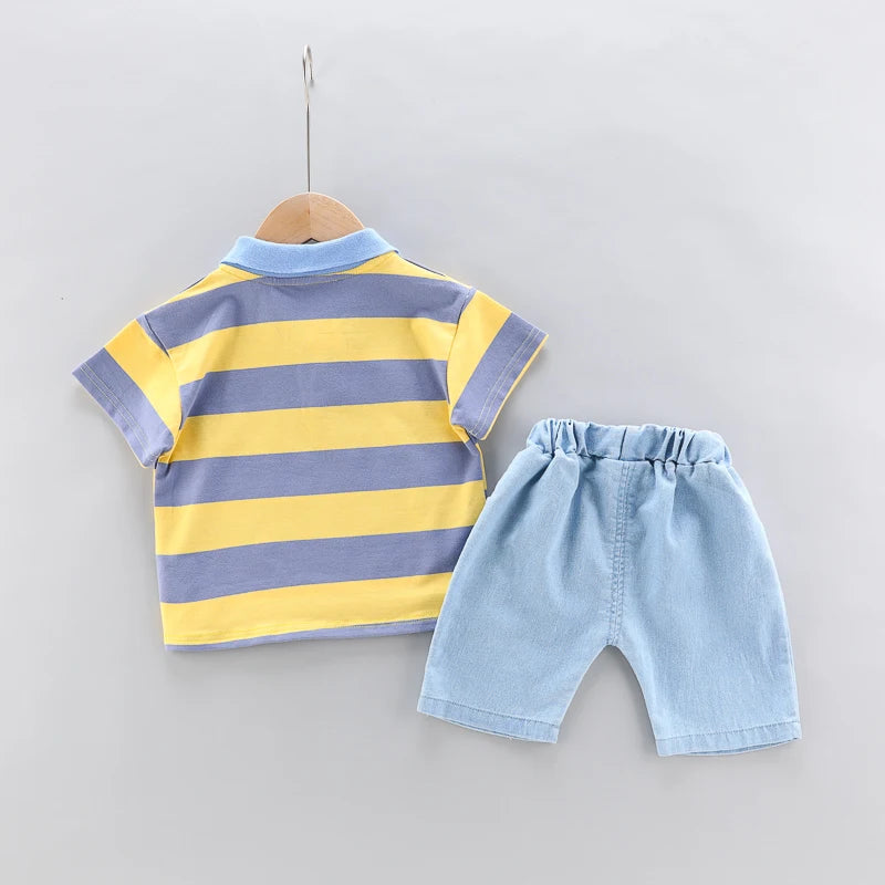 Boys' Polo Shirt & Denim Shorts Set – 2-Piece Summer Outfit - photo 3