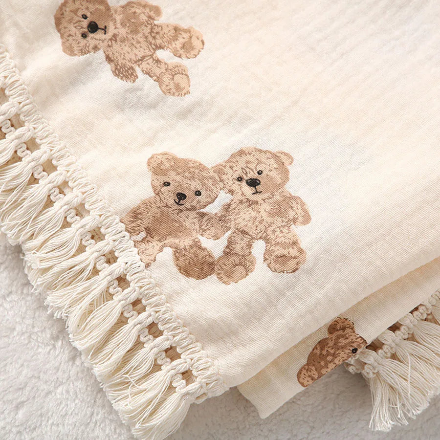 Bear Print Cotton Muslin Blanket - Kindle Kids ABC - view 4